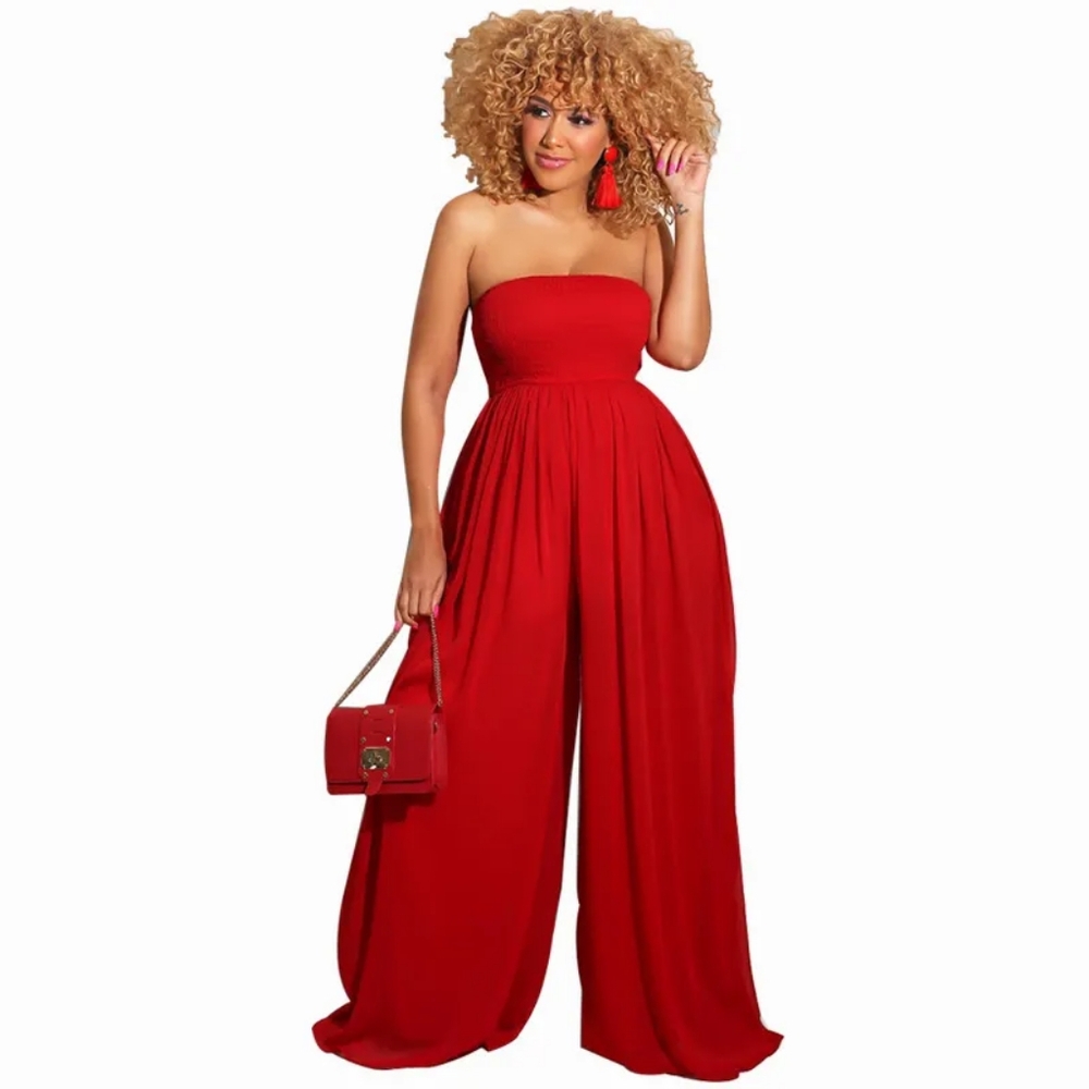 Women's Red Halter Jumpsuit